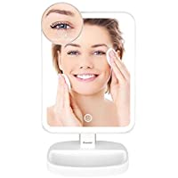Los mejores  - Auxmir Espejo Maquillaje con Luz LED Aumento 1X-10X- Espejo Cosmético Iluminado de Mesa-180 Rotación- Brillo Adjustable…
